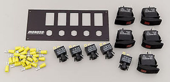 Moroso MO74181 Dash Mount 5 Rocker Switch Panel 8" W X 3.375" H