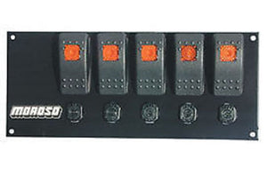 Moroso MO74181 Dash Mount 5 Rocker Switch Panel 8" W X 3.375" H