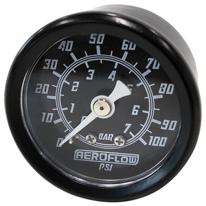 Aeroflow AF30-2205 1-1/2" 0-100 Psi Press Gauge Black Face White Pointer