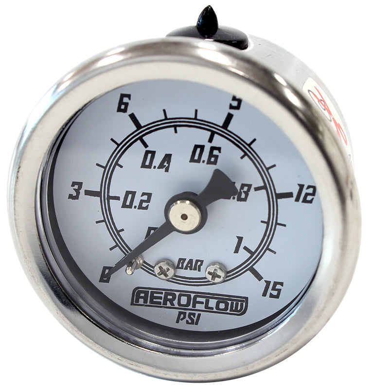 Aeroflow AF30-2206 1-1/2" 0-15 Psi Pressure Gaugewhite Face Black Pointer