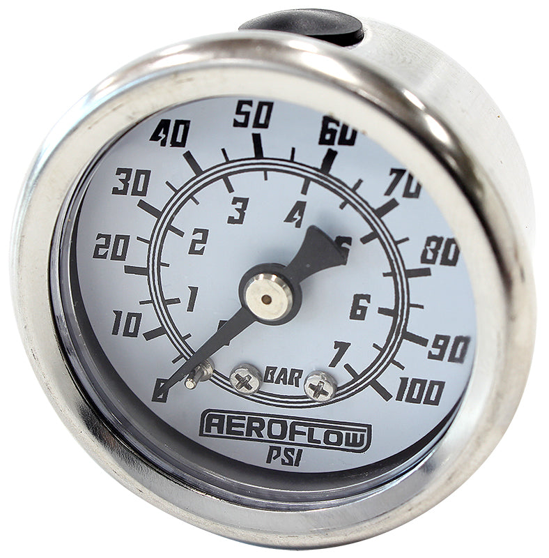 Aeroflow AF30-2207 1-1/2 0-100 Psi Pressure Gaugewhite Face Black Pointer