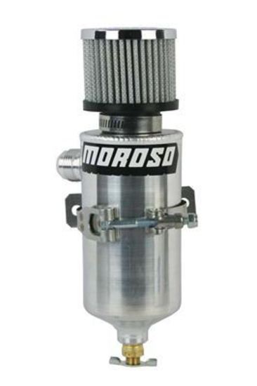 Moroso MO85475 Overflow Tank Dry Sump Breather 1 Qt. Round Aluminium Natural Filtered Breather Universal (each)