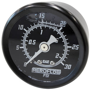 Aeroflow AF30-2208 1-1/2" 0-30 Psi Liq Fill Gaugeblack Face White Pointer