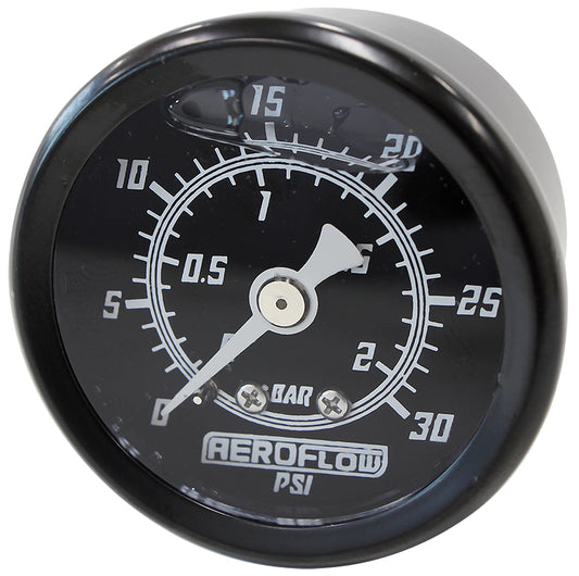 Aeroflow AF30-2208 1-1/2" 0-30 Psi Liq Fill Gaugeblack Face White Pointer