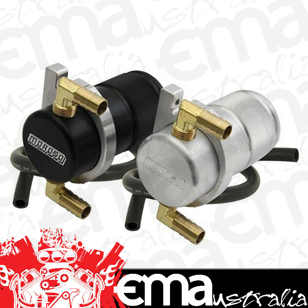 Moroso MO85496 Universal Air-Oil Separator (Raw Finish with 3/8" 90Ç??Ç?Ç©ƒ????¶ôÇæ Barb Fittings)