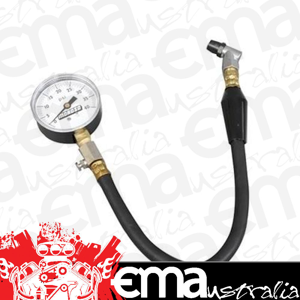 Moroso | MO89555 | Analog Tyre Pressure Gauge 0-40 PSI 15-1/2" Long Hose