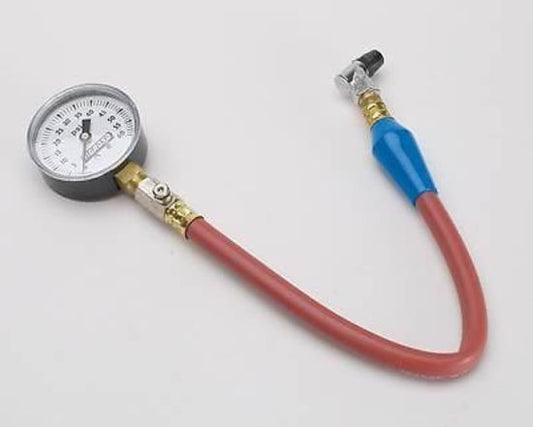 Moroso MO89560 2-5/8" Analog Tyre Pressure Gauge , 0-60 PSI 15-1/2" Long Hose