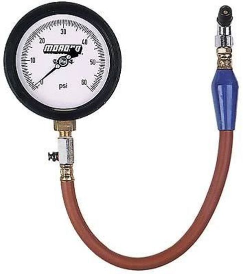 Moroso MO89562 4" Analog Tyre Pressure Gauge 0-60 PSI 15-1/2" Long Hose