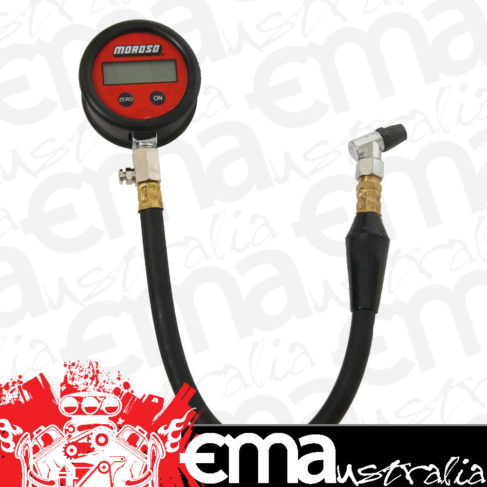 Moroso MO89574 Digital Back-Lit Tyre Pressure Gauge 0-15 PSI 16" Long Hose