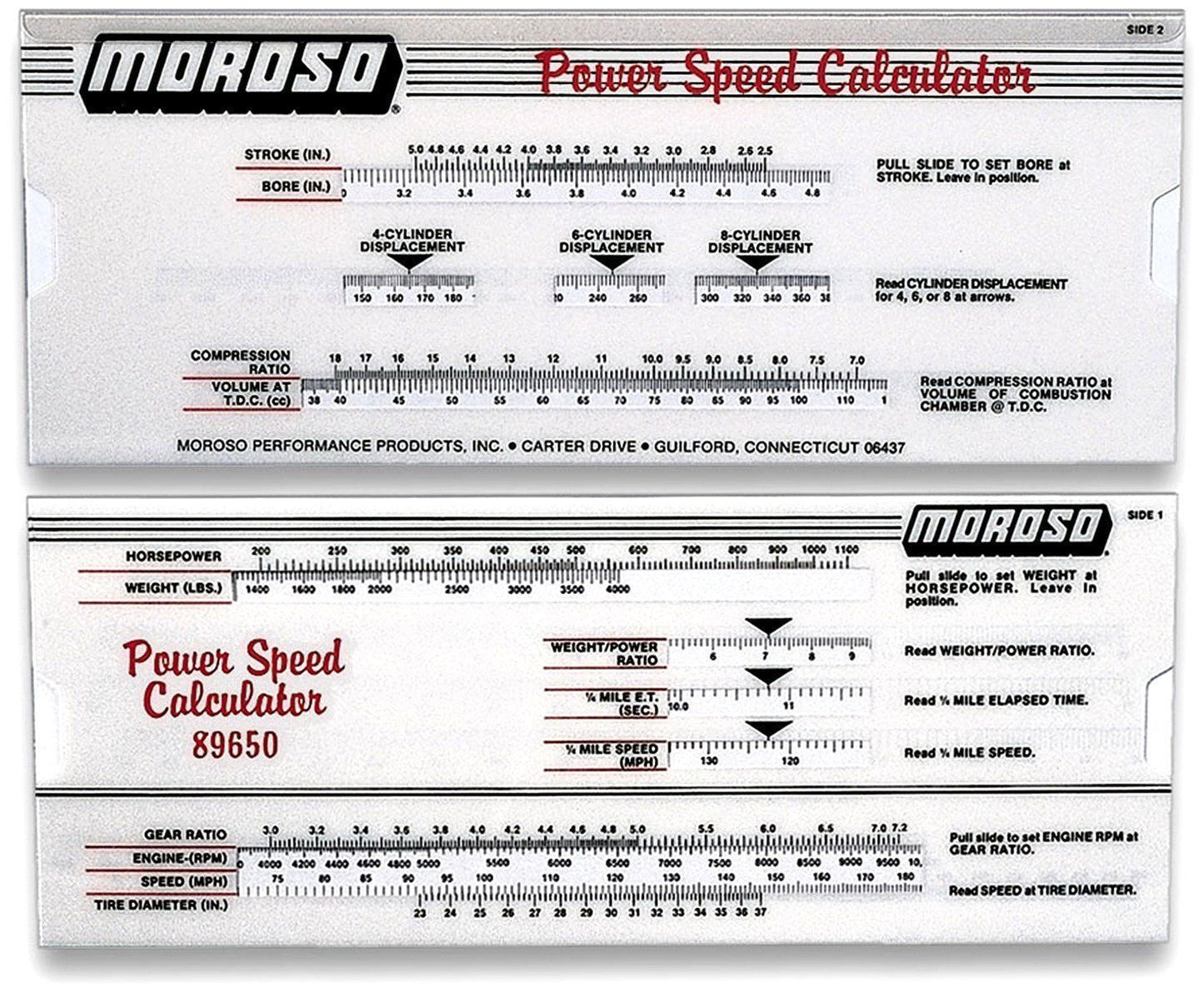 Moroso MO89650 Power-Speed Calculator Slide Tool