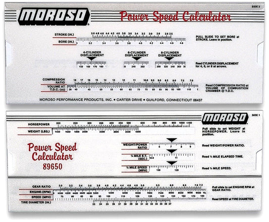Moroso MO89650 Power-Speed Calculator Slide Tool