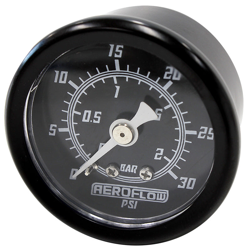 Aeroflow Performance Products AF30-2210 1-1/2" 0-30 Psi Press Gauge Black Face White Pointer