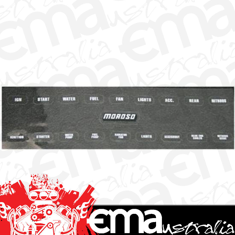 Moroso MO97542 Electrical Switch Panel Label; Fits Panel Nos.{74130/74131/74132/74133/74134/74135/74136/74180/74181];