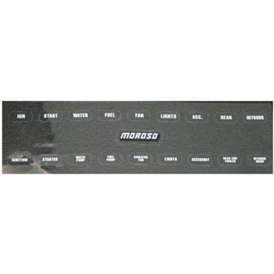Moroso MO97542 Electrical Switch Panel Label; Fits Panel Nos.{74130/74131/74132/74133/74134/74135/74136/74180/74181];