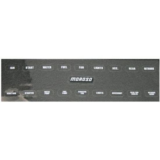 Moroso MO97542 Electrical Switch Panel Label; Fits Panel Nos.{74130/74131/74132/74133/74134/74135/74136/74180/74181];