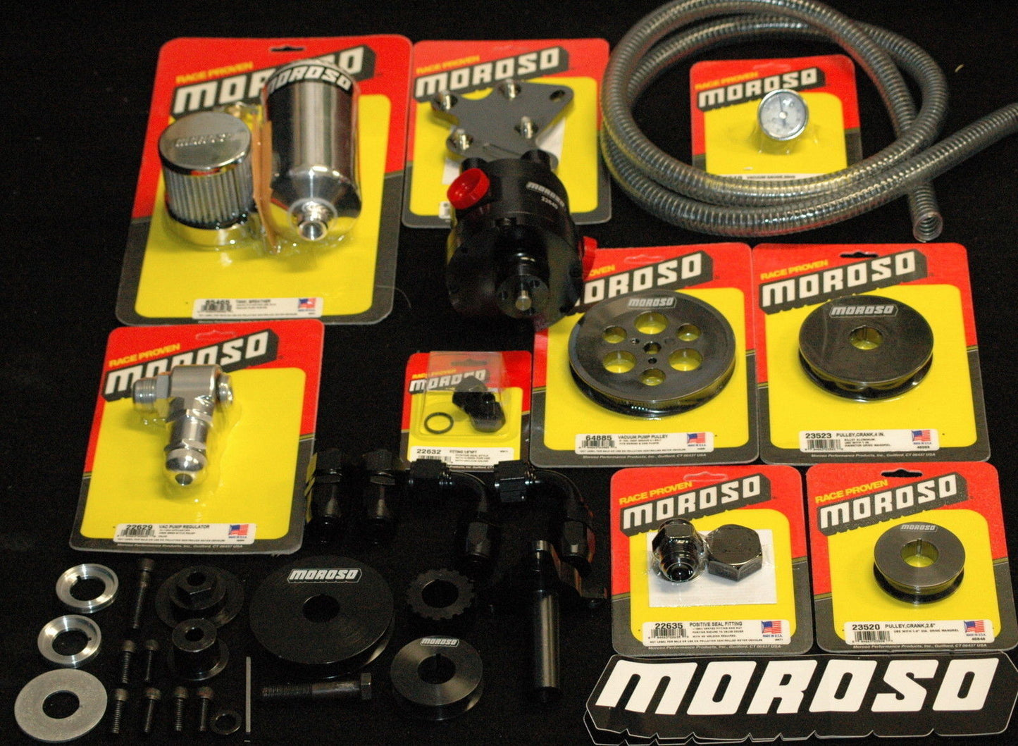 Moroso MOSBKIT 3 Vane Mechanical Billet Vacuum Pump Kit Chev Small Block