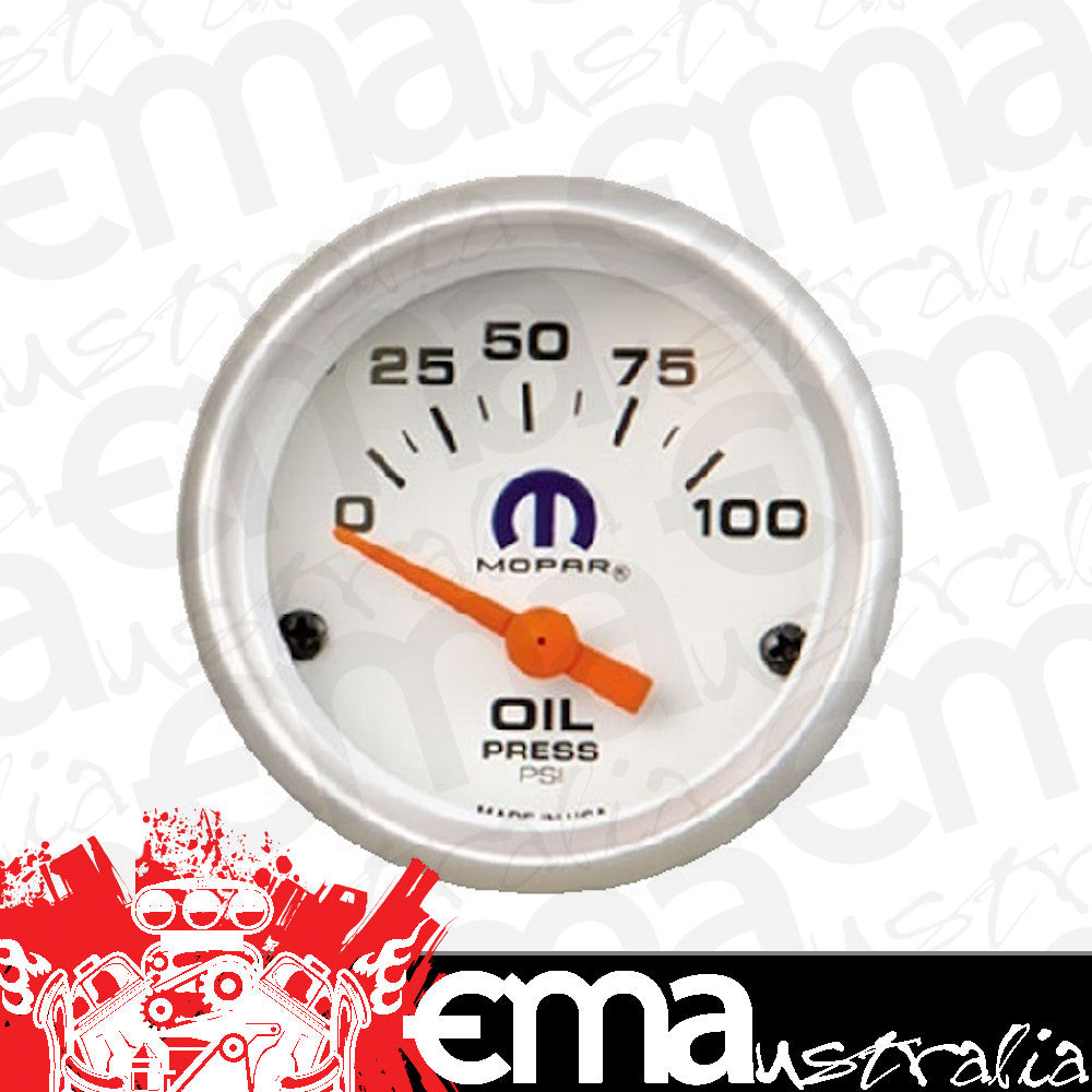 2-1/16" Oil Pressure Gauge 0-100 PSI White Face w/ Mopar Logo MP4510422