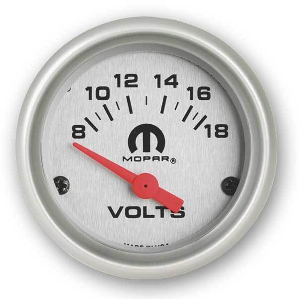 2-1/16" Voltmeter 8-18 Volts Silver Face w/ Mopar Logo MP4510442