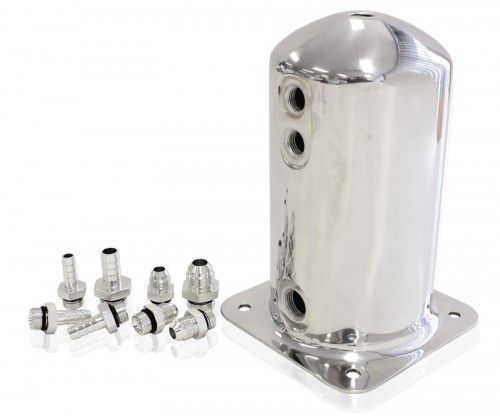 Aeroflow AF49-1016 Surge Tank 2.5L Spun Alloy 3x3/8 1x1/2 Or 3x -6AN 1x -8An