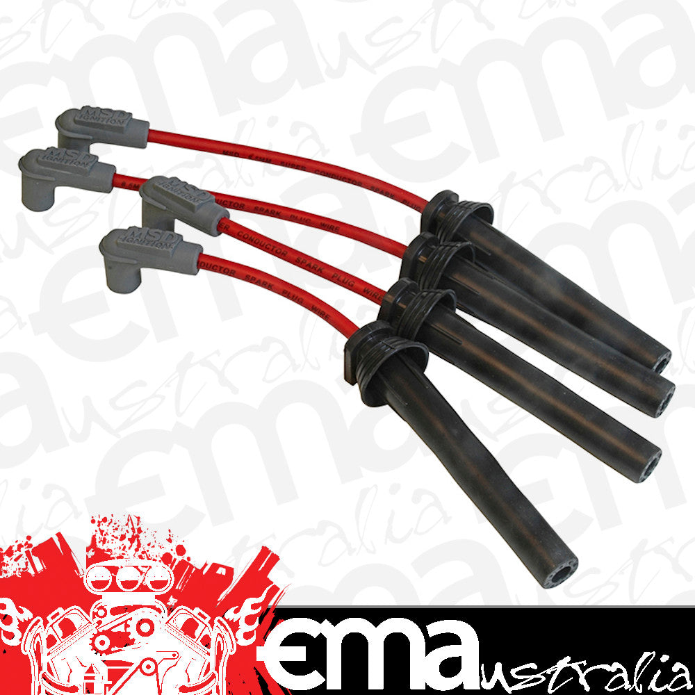 MSD Ignition MSD32279 Super Conductor Plug Lead Set 8.5mm Red Mitsubishi 4 Cyl 4G63 Vr-4 32279