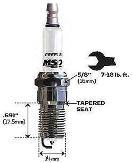 MSD Ignition MSD3713 Chev/holden LS V8 Iridium Spark Plug 1ir5y Projected Tip 14mm