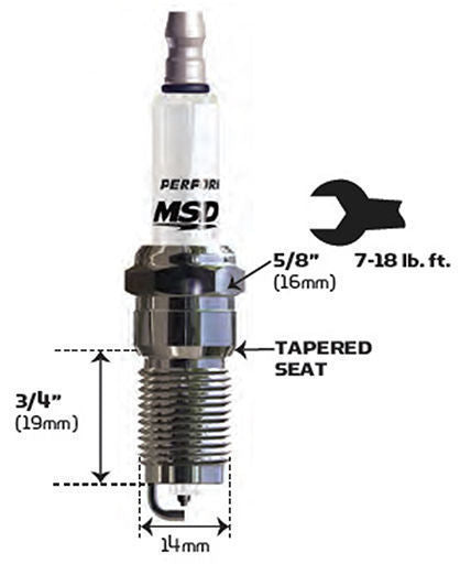 MSD Ignition MSD3715 Iridium Resistor Type Spark Plug 2Ir5L Tapered Seat 14Mm X 3/4"