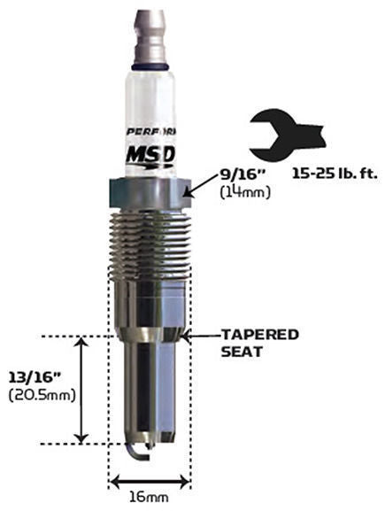 MSD Ignition MSD3716 Iridium Spark Plug 3Ir6 Resistor Type Tapered Seat 16Mm X 13/16"