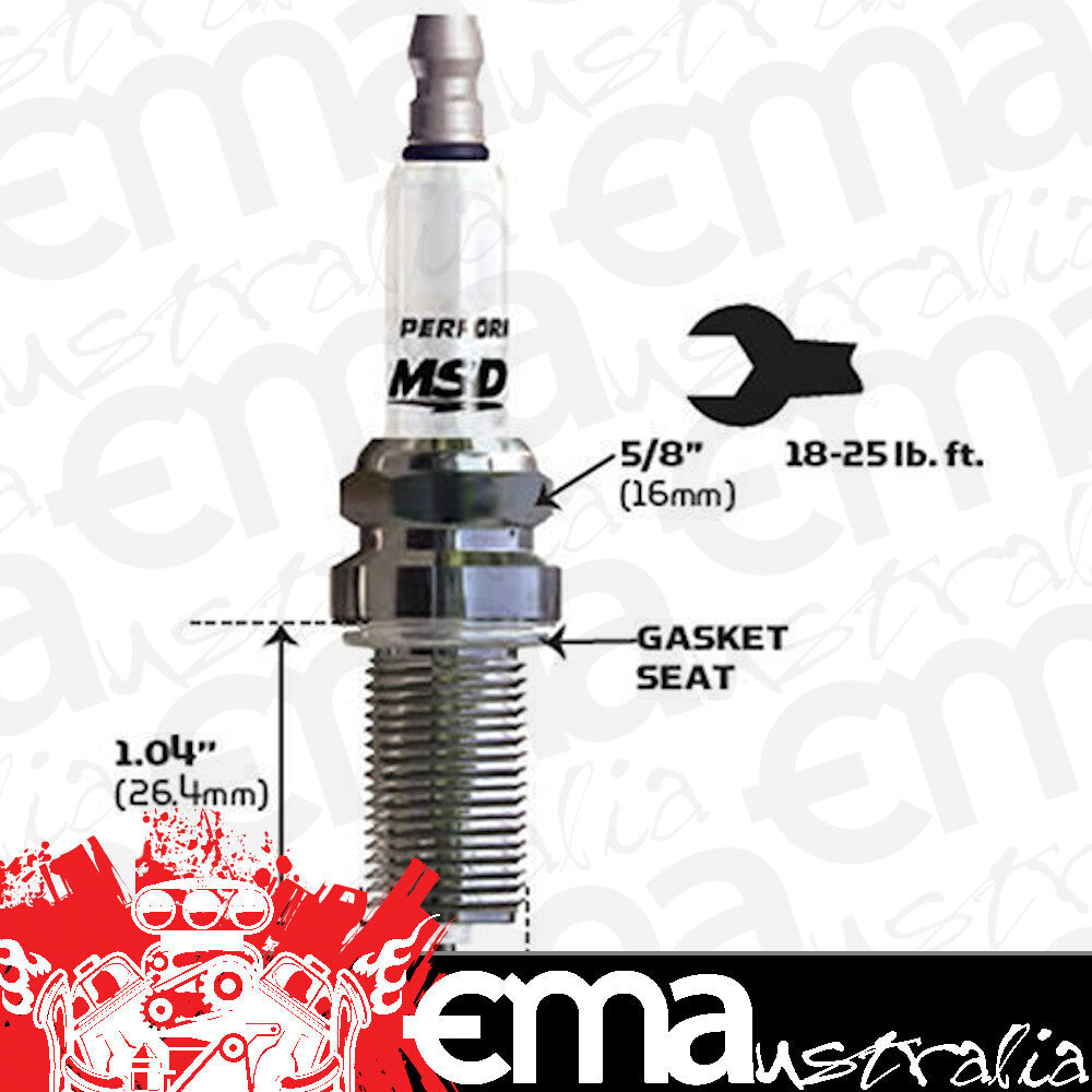 MSD Ignition MSD3730 Iridium Resistor Type Spark Plug 9ir5y Gasket Seat 14mm X 26.4mm