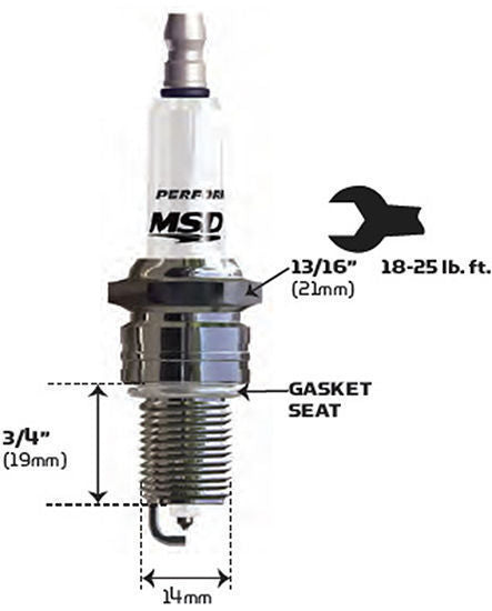 MSD Ignition MSD3732 Iridium Spark Plug 11ir5 Resistor Type Gasket Seat 14mm X 3/4"