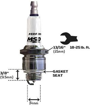 MSD Ignition MSD3737 Iridium Spark Plug 15IR4 Resistor Type (Gasket Seat. 14mm x 3/8" with 13/16" Hex)