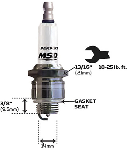 MSD Ignition MSD3740 Iridium Spark Plug 15Ir6 Resistor Type (Gasket Seat. 14Mm X 3/8" w/ 13/16" Hex)
