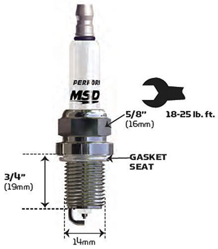 MSD Ignition MSD3742 Iridium Resistor Spark Plug 7Ir6Ys Gasket Seat 14Mm X 3/4" Shorty