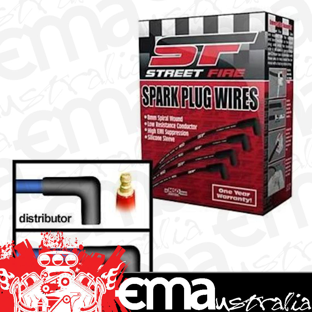 MSD Ignition MSD5552 Universal V8 Spark Plug Wires Street Fire 8.0mm Black 90 Degree Boots (set)