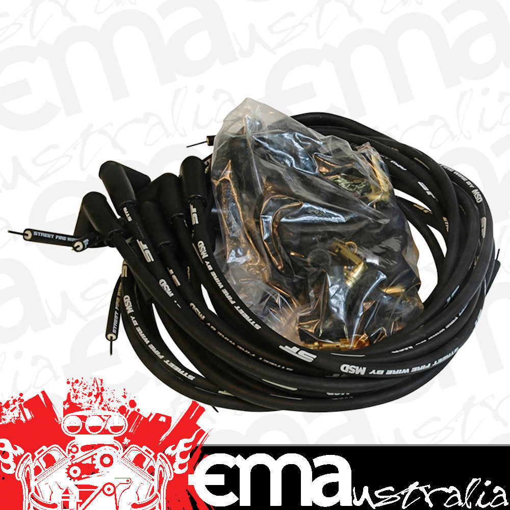 MSD Ignition MSD5553 Universal V8 Street Fire Ignition Lead 8mm Black 90Ç÷ Plug Boots Socket & HEI Distributor Cap (set)