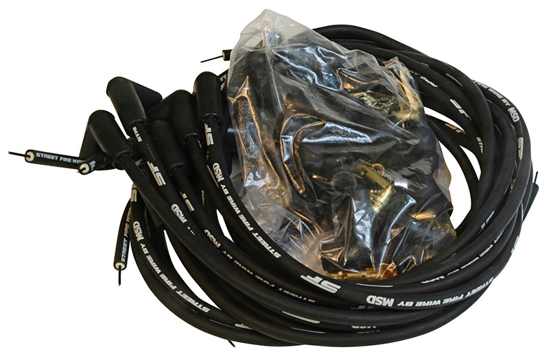 MSD Ignition MSD5553 Universal V8 Street Fire Ignition Lead 8mm Black 90Ç÷ Plug Boots Socket & HEI Distributor Cap (set)