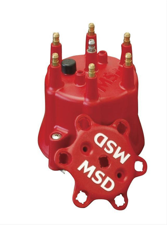 MSD Ignition MSD8014 GM V6 Replacement Distributor Cap Male/HEI Red Clamp On