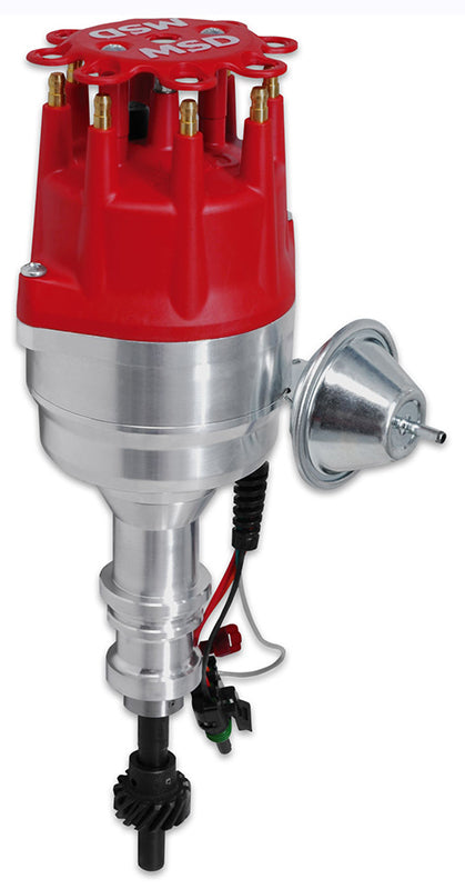 MSD Ignition MSD83501 Pro-Billet Ready-To-Run Distributor (Ford 302-351 Cleveland/429-460 Magnetic Pickup Vac Advance High Output Module w/ Steel Gear
