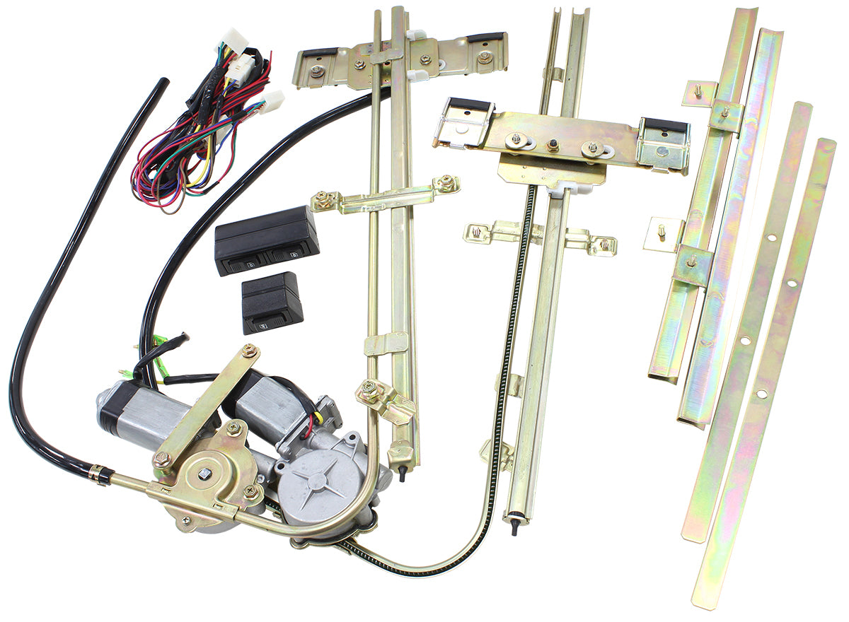 Electric Power Window Kit with Switches & Wiring (Suits 2 Doors with Flat Glass)