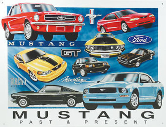 Metal Sign MSI-1272 Mustang Past & Present 16" x 12.5"