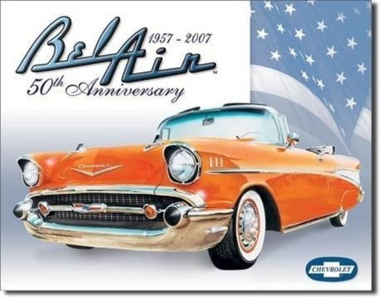 Metal Sign MSI-1395 Chev Bel Air 50th Aniversary 16" x 12.5"