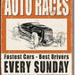 Metal Sign MSI-1546 Auto Races Height 16" Width 12.5"