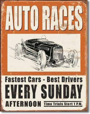 Metal Sign MSI-1546 Auto Races Height 16" Width 12.5"