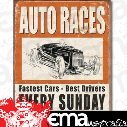 Metal Signs MSI-1546 Sign Auto Races Height 16" Width 12.5"
