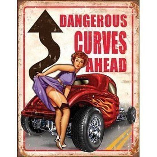 Metal Sign MSI-1670 Dangerous Curves Ahead 16" x 12.5"