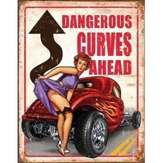 Metal Sign MSI-1670 Dangerous Curves Ahead 16" x 12.5"