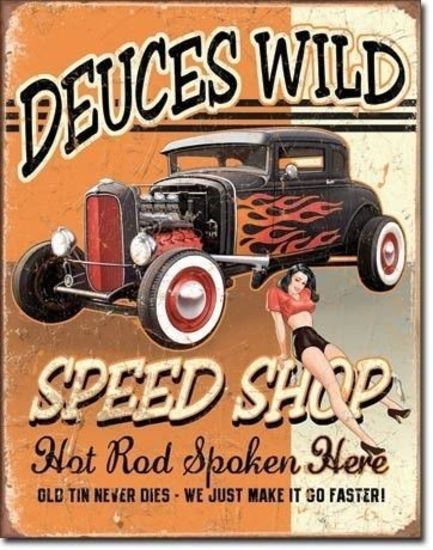 Metal Sign MSI-1688 Deuces Wild Speed Shop 16" x 12.5"