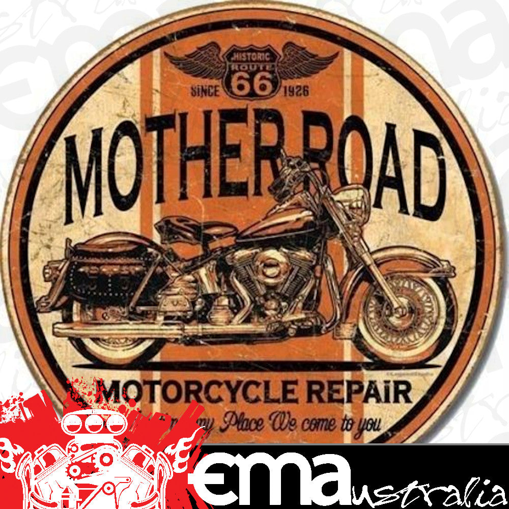 Metal Sign MSI-1697 Mother Road Motorcycle Repair 12" Diameter