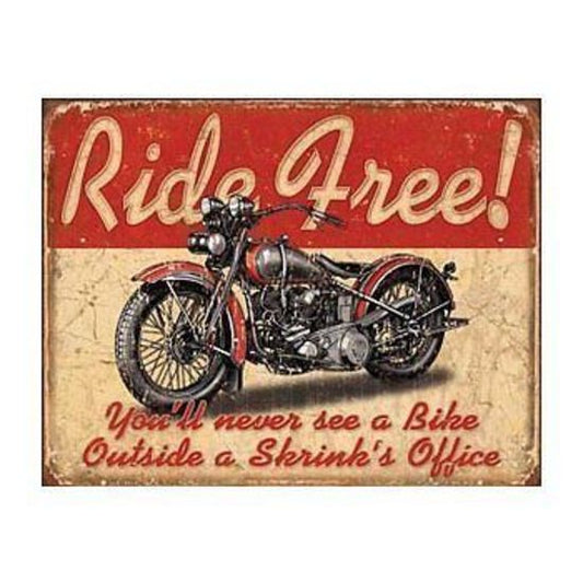 Metal Sign MSI-1699 Ride Free Bike Sign 16"x 12.5"