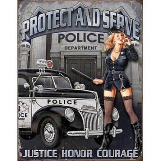 Metal Sign MSI-1721 Police Protect And Serve 16"x 12.5"