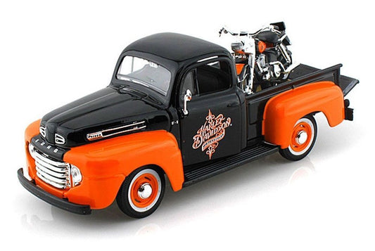 Maisto MSO-32180 1948 Ford F-1 & 1958 Harley-Davidson Duo Glide Diecast Model Combo 1:24 Scale